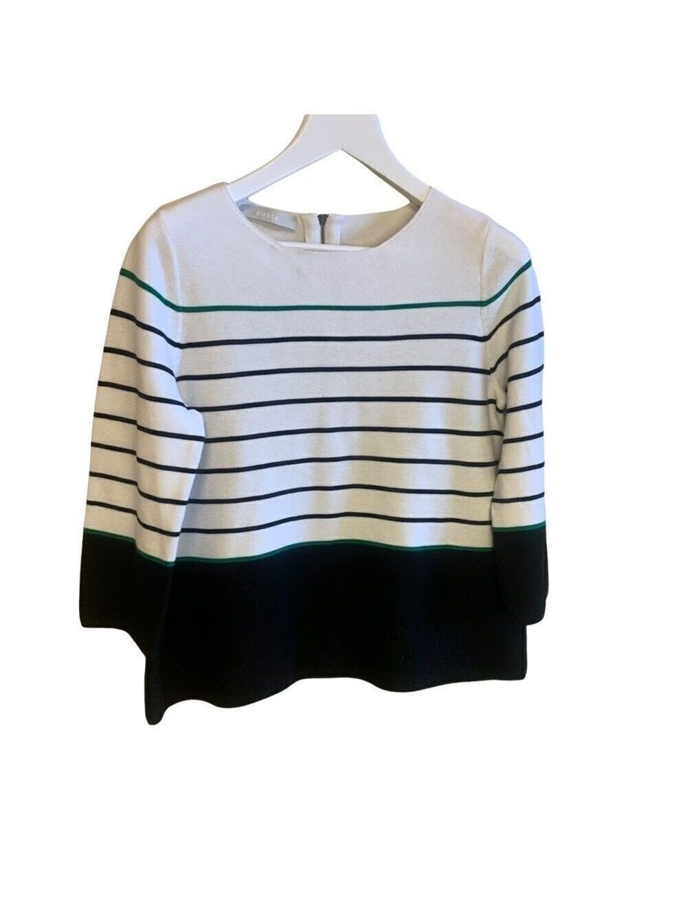 Womens xl black/white stripe sweater with 3/4 sleeves.